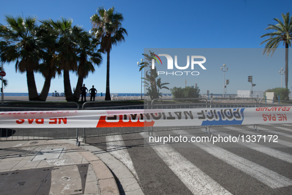 The Promenade des Anglais, where the attack took place on Thursday, is sealed off in Nice, France, July 15, 2016. The death toll rises to 84...