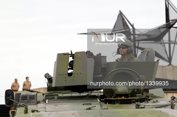 Members of the Brazilian marine corps take part in a drill in Flamengo, in the south of Rio de Janeiro, Brazil, on July 19, 2016. The drill...