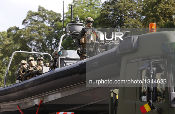 Belgian Special Forces soldiers attend the Military Parade to celebrate Belgium's National Day in Brussels, Belgium, July 21, 2016.