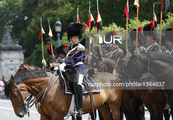 Cavalry in traditional uniforms attend the Military Parade to celebrate Belgium's National Day in Brussels, Belgium, July 21, 2016.