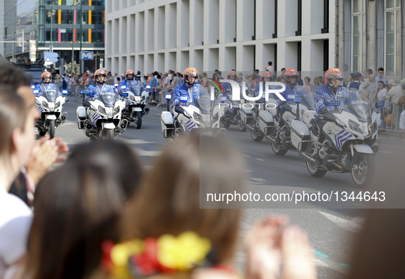 Belgian police attend the Military Parade to celebrate Belgium's National Day in Brussels, Belgium, July 21, 2016.