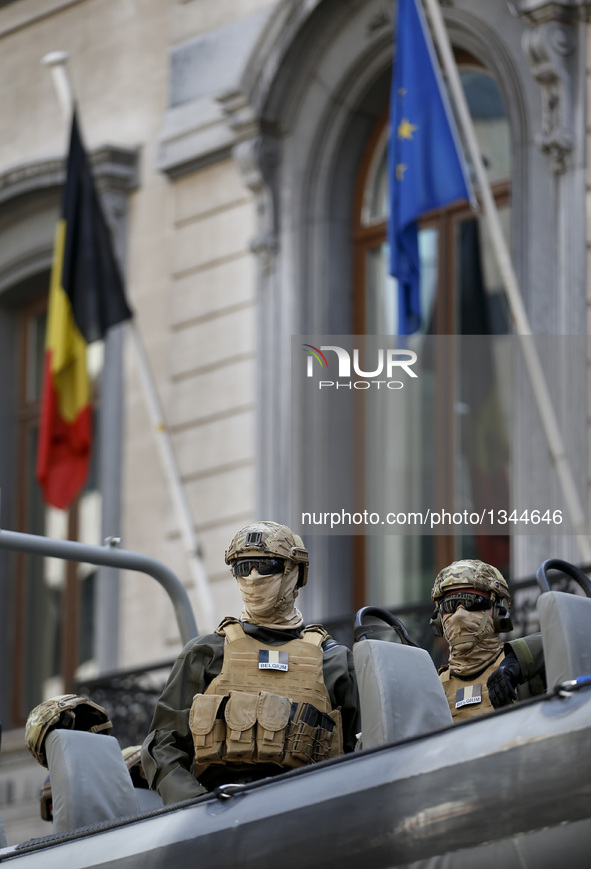 Belgian Special Forces soldiers attend the Military Parade to celebrate Belgium's National Day in Brussels, Belgium, July 21, 2016.