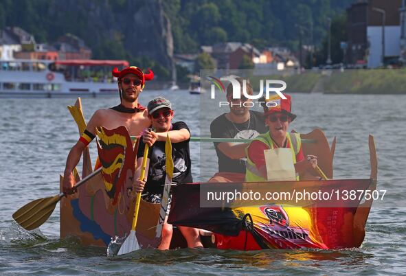 Participants take part in the International Bathtub Regatta on the Meuse River in Dinant, southern Belgium on Aug. 15, 2016. Starting in 198...