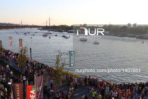 Vessels take part in the 12th Boat carnival in Belgrade, Serbia, on Aug. 27, 2016. About 100 decorated boats of private owners and tourist c...