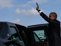 US President Barack Obama arrives at Athens International airport Eleftherios Venizelos, in Athens, Greece on November 15, 2016. U.S. Presid...