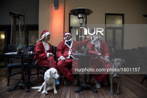 Runners dressed as Santa Claus take part in the 3rd edition of the 'Athens Santa Claus Run' in central Athens, on December 4, 2016. 