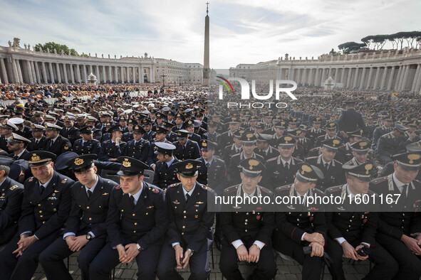 Pope Francis holds a special Jubilee of Arm Forces and Police as part of ongoing celebrations of the Year of Mercy in St. Peter's Square in...