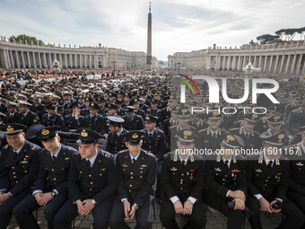 Pope Francis holds a special Jubilee of Arm Forces and Police as part of ongoing celebrations of the Year of Mercy in St. Peter's Square in...