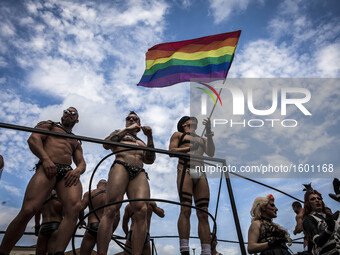 Members and supporters of Lesbian, Gay, Bisexual and Transgender (LGBT) communities take part in the 22nd annual Gay Pride Parade in Rome, I...