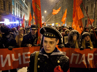 Russian Communist party rally to mark the 99th anniversary of the "Great October Socialist Revolution" , Saint Petersburg, Russia, 07 novemb...