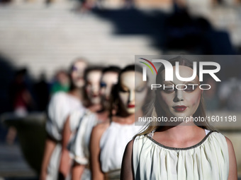 Street performance by Abolishion team to raise awareness of human trafficking and sexual slavery, Athens, Greece, Sep 20, 2016. Over 10,000...