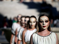 Street performance by Abolishion team to raise awareness of human trafficking and sexual slavery, Athens, Greece, Sep 20, 2016. Over 10,000...