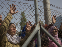 Lesvos, Greece-- June 18, 2016-- Afghans, Syrians and Yazidis protest during UN Secretary General Bank Ki-moon's visit to Kara Tepe refugee...