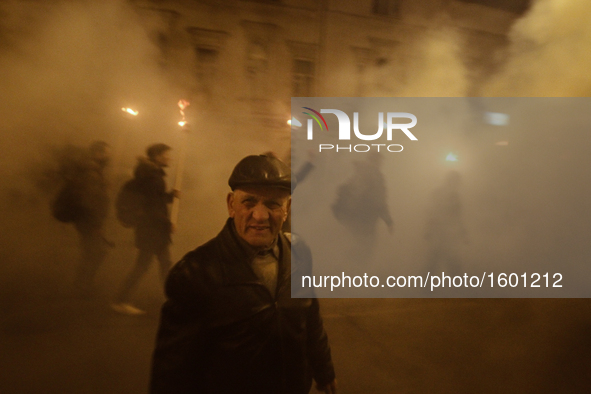 About 5 thous. of soldiers of Azov and Right Sector battalions, volunteers of the Azov Civil Corps and activists march through the downtown...