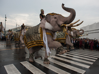  Elephants pay respects to the late King Bhumibol Adulyadej in front of the Grand Palace Bangkok, Thailand, on November 8, 2016. Thailand's...