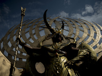 A dressed up demonstrator take part in the annual gay pride parade in downtown Rome on June 11, 2016. Thousands of people paraded noisily on...