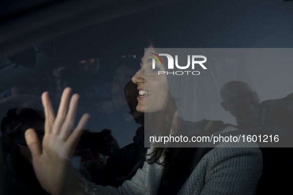 Virginia Raggi Italian politician (M5S) during the first debate between the candidates for mayor of Rome in Rome, Italy on May 3, 2016.  