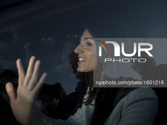 Virginia Raggi Italian politician (M5S) during the first debate between the candidates for mayor of Rome in Rome, Italy on May 3, 2016.  (