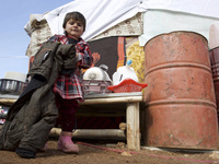 Yazidi IDPs on Mount Sinjar. Fleeing Shingal city when Daesh (Islamic State) attacked in August 2014 the internally displaced persons have b...