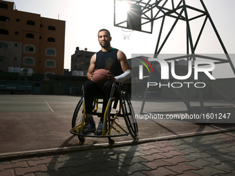 Image of Fadi Al-Deeb, 31 years old, during training in the school at Beit Lahiya in the northern Gaza Strip, on April 6, 2016. Fadi he is u...