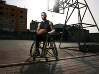 Image of Fadi Al-Deeb, 31 years old, during training in the school at Beit Lahiya in the northern Gaza Strip, on April 6, 2016. Fadi he is u...