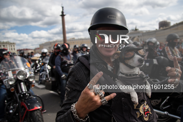 Bikers on the Palace Square during the Harley Festival Days International Festival in St. Petersburg, on August 13, 2016.
Annual the Harley...