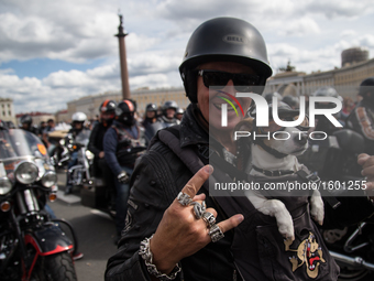 Bikers on the Palace Square during the Harley Festival Days International Festival in St. Petersburg, on August 13, 2016.
Annual the Harley...