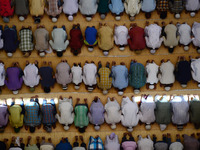  Indian Muslim devotees offer Friday prayers at the Vasi Ullah mosque on the first Friday of Ramadan in Allahabad on June 10, 2016. Islam's...