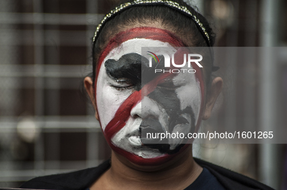 Organizations that joined Animal Friends Jogja (AFJ) protested to reject circus performances of dolphins in Yogyakarta, Indonesia, on Novemb...