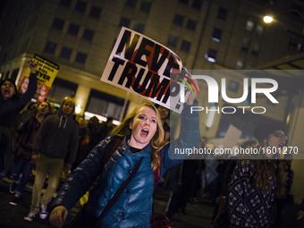 Thousands of protesters take to the streets of Chicago, Illinois, USA, on November 9, 2016 after Donald Trump is elected to office president...