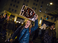 Thousands of protesters take to the streets of Chicago, Illinois, USA, on November 9, 2016 after Donald Trump is elected to office president...