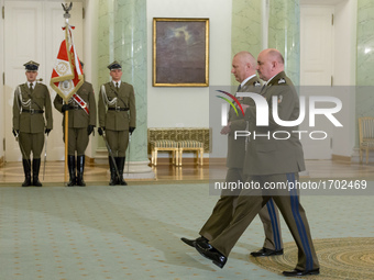 General Jaroslaw Mika (R) replacing General Miroslaw Rozanski (L) for the position of General Commander of the Armed Forces of the Republic...