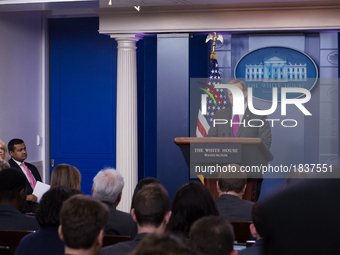  On Thursday, March 9, White House Press Secretary Sean Spicer, gives the briefing in the James S. Brady Press Briefing Room of the White Ho...