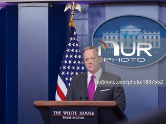  On Thursday, March 9, White House Press Secretary Sean Spicer, gives the briefing in the James S. Brady Press Briefing Room of the White Ho...