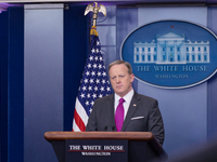  On Thursday, March 9, White House Press Secretary Sean Spicer, gives the briefing in the James S. Brady Press Briefing Room of the White Ho...