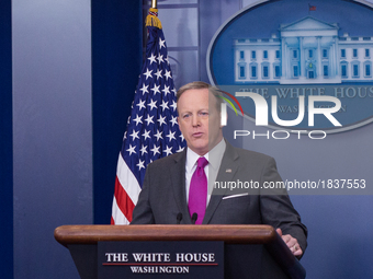  On Thursday, March 9, White House Press Secretary Sean Spicer, gives the briefing in the James S. Brady Press Briefing Room of the White Ho...