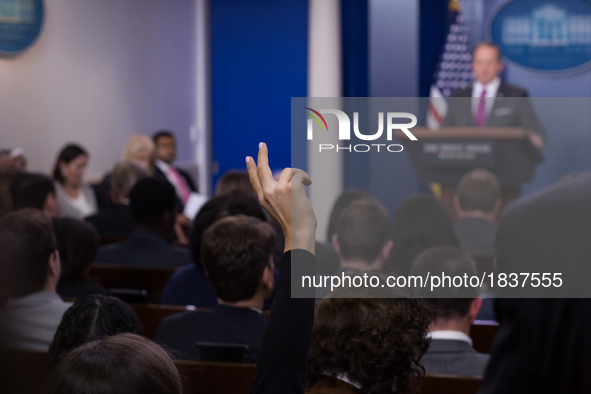  On Thursday, March 9, White House Press Secretary Sean Spicer, gives the briefing in the James S. Brady Press Briefing Room of the White Ho...