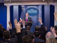  On Thursday, March 9, White House Press Secretary Sean Spicer, gives the briefing in the James S. Brady Press Briefing Room of the White Ho...