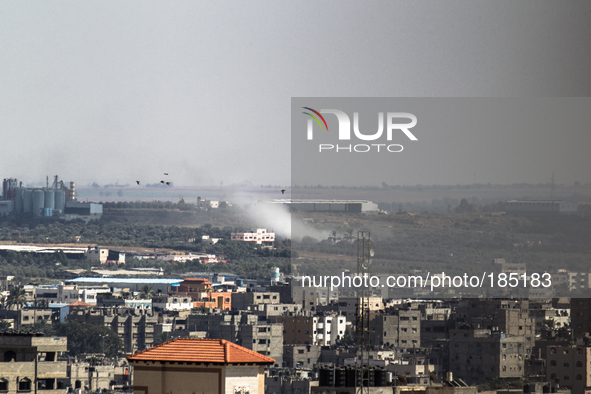 Shells fired by Israeli tanks hit the eastern district of Jabalia in Gaza City on July 20th, 2014.