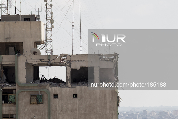 The 16th floor of a residential building in Gaza City after F-16 jets fired missiles into the building on July 18th, 2014.