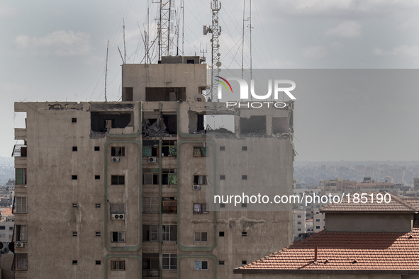 The 16th floor of a residential building in Gaza City after F-16 jets fired missiles into the building on July 18th, 2014.