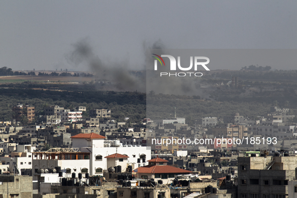 Shells fired by Israeli tanks hit the eastern district of Jabalia in Gaza City on July 20th, 2014.