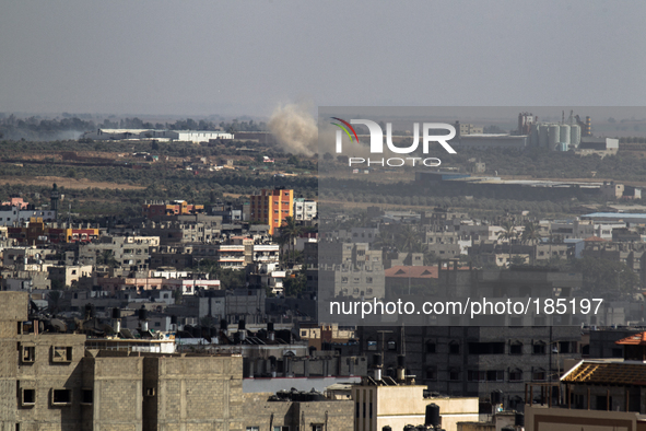 Shells fired by Israeli tanks hit the eastern district of Jabalia in Gaza City on July 20th, 2014.