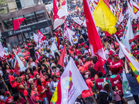 People take part in the Labour Day march held in downtown São Paulo, Brazil, on 01 May 2017. Labor Day or May Day is observed all over the w...