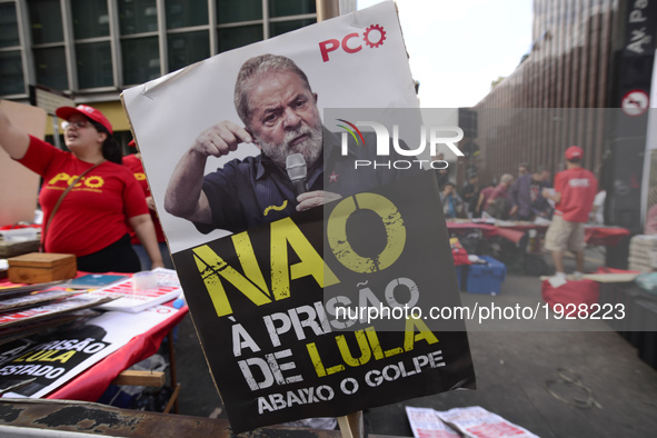 People take part in the Labour Day march held in downtown São Paulo, Brazil, on 01 May 2017. Labor Day or May Day is observed all over the w...