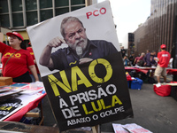 People take part in the Labour Day march held in downtown São Paulo, Brazil, on 01 May 2017. Labor Day or May Day is observed all over the w...