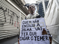 People take part in the Labour Day march held in downtown São Paulo, Brazil, on 01 May 2017. Labor Day or May Day is observed all over the w...