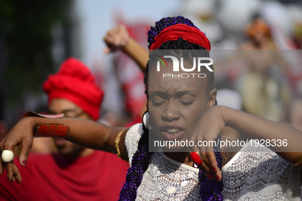 People take part in the Labour Day march held in downtown São Paulo, Brazil, on 01 May 2017. Labor Day or May Day is observed all over the w...