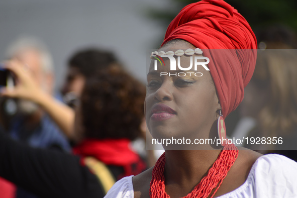 People take part in the Labour Day march held in downtown São Paulo, Brazil, on 01 May 2017. Labor Day or May Day is observed all over the w...