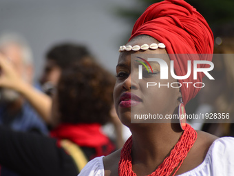 People take part in the Labour Day march held in downtown São Paulo, Brazil, on 01 May 2017. Labor Day or May Day is observed all over the w...